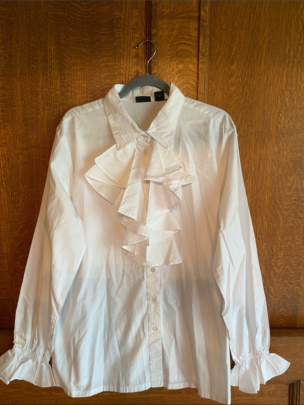 Vintage Boutique Europa white Ruffled Romantic Blouse all cotton XL